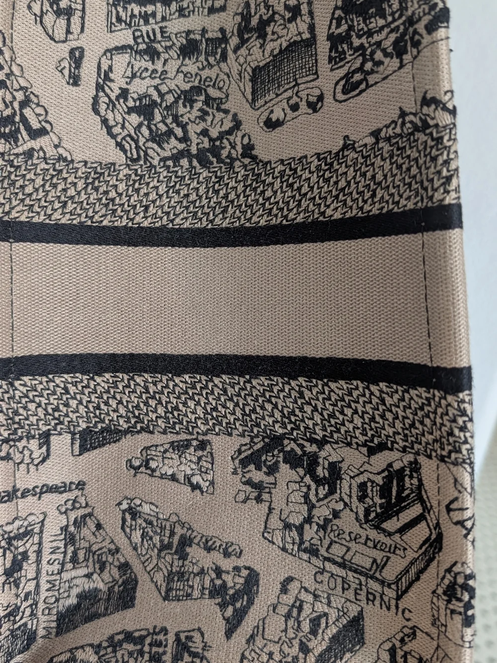 Dior Medium Book Tote In Plan De Paris Embroidered Black And Beige Canvas